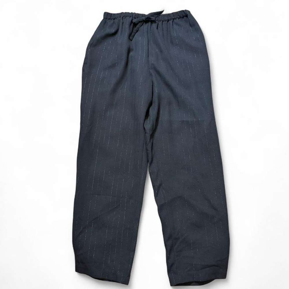 Vintage High Waist Wide Leg Black‎ Glitter Pinstripe Pants